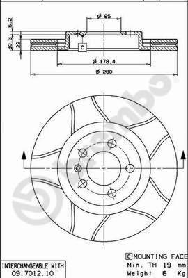 Brembo 09.7012.75 - Bremžu diski adetalas.lv