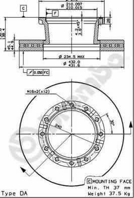 Brembo 09.7183.50 - Bremžu diski adetalas.lv