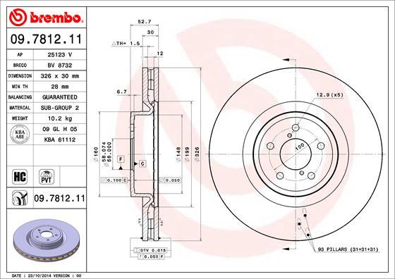 Brembo 09.7812.11 - Bremžu diski adetalas.lv