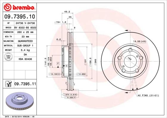 Brembo 09.7395.11 - Bremžu diski adetalas.lv