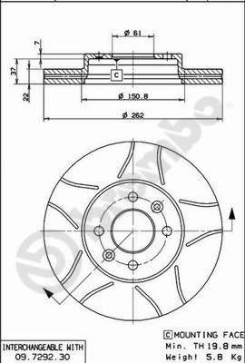 Brembo 09.7292.77 - Bremžu diski adetalas.lv