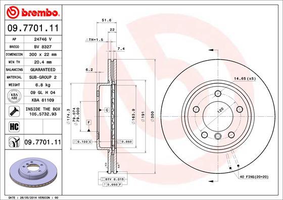 Brembo 09.7701.11 - Bremžu diski adetalas.lv