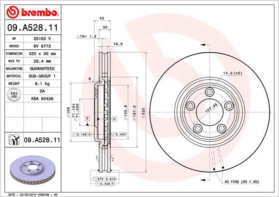 Brembo 09.A528.11 - Bremžu diski adetalas.lv