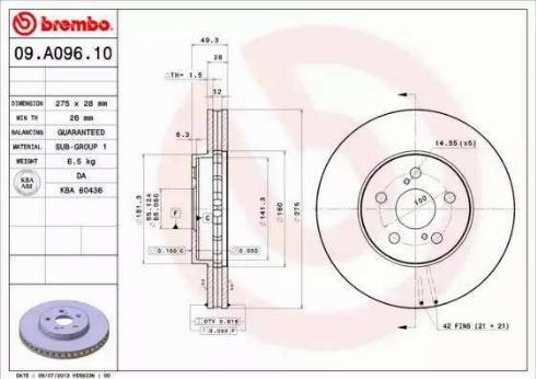 Brembo 09A09610 - Bremžu diski adetalas.lv