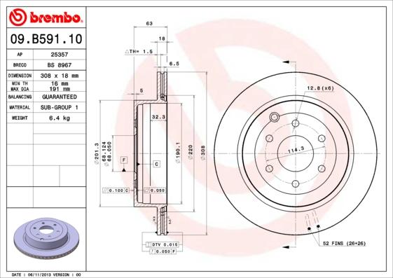 Brembo 09.B591.10 - Bremžu diski adetalas.lv