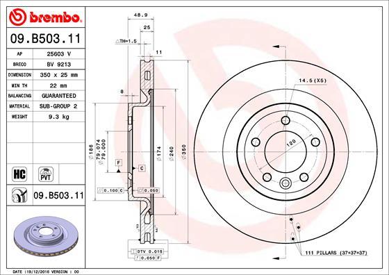 Brembo 09.B503.11 - Bremžu diski adetalas.lv