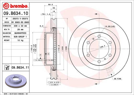 Brembo 09.B634.10 - Bremžu diski adetalas.lv