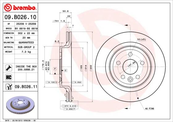 Brembo 09.B026.10 - Bremžu diski adetalas.lv