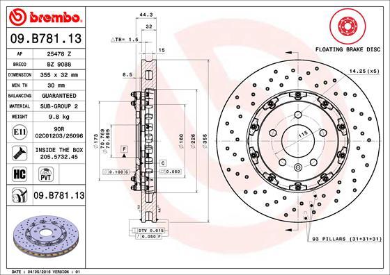 Brembo 09.B781.13 - Bremžu diski adetalas.lv