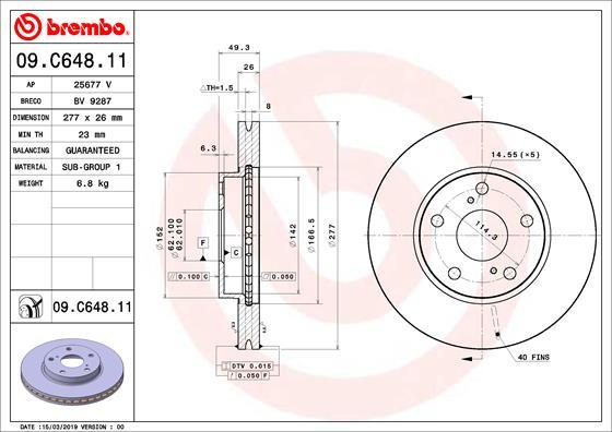 Brembo 09.C648.11 - Bremžu diski adetalas.lv