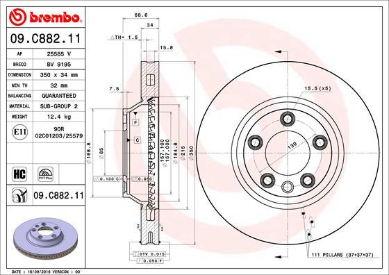 Brembo 09.C882.11 - Bremžu diski adetalas.lv