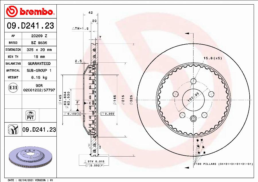 Brembo 09.D241.23 - Bremžu diski adetalas.lv