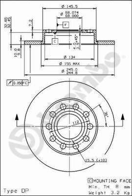 Brembo 08.9136.11 - Bremžu diski adetalas.lv