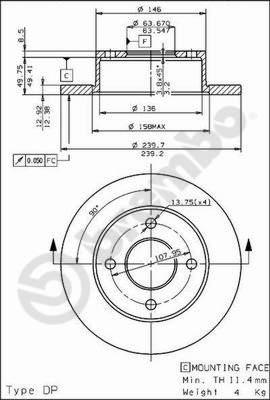 Brembo 08.4946.20 - Bremžu diski adetalas.lv