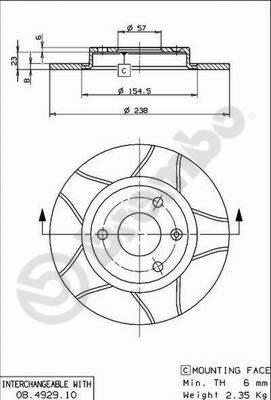 Brembo 08.4929.75 - Bremžu diski adetalas.lv