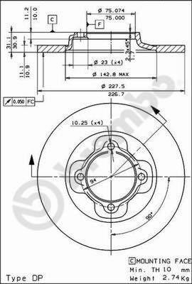 Brembo 08.4436.10 - Bremžu diski adetalas.lv