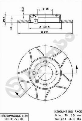 Brembo 08.4177.75 - Bremžu diski adetalas.lv