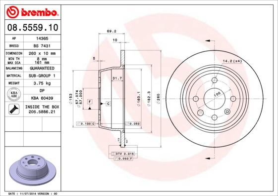 Brembo 08.5559.10 - Bremžu diski adetalas.lv