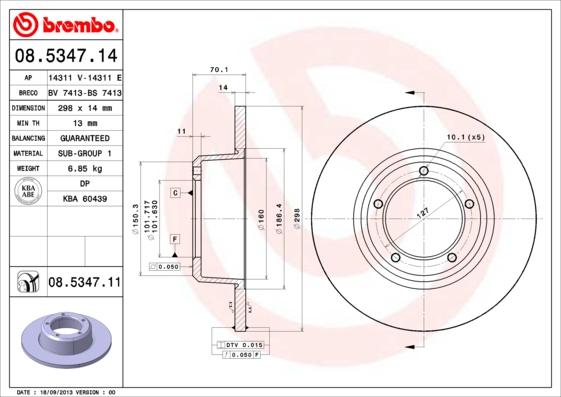 Brembo 08.5347.14 - Bremžu diski adetalas.lv