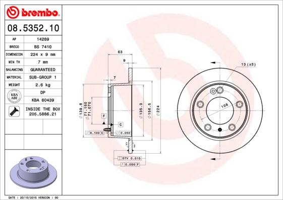 Brembo 08.5352.10 - Bremžu diski adetalas.lv