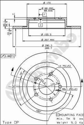 Brembo 08.5295.10 - Bremžu diski adetalas.lv