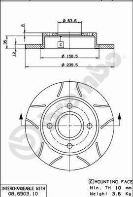 Brembo 08.6903.75 - Bremžu diski adetalas.lv