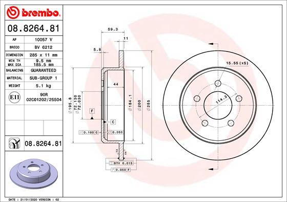 Brembo 08.8264.81 - Bremžu diski adetalas.lv