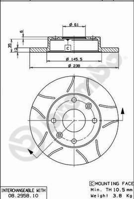 Brembo 08.2958.75 - Bremžu diski adetalas.lv