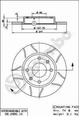 Brembo 08.2985.75 - Bremžu diski adetalas.lv