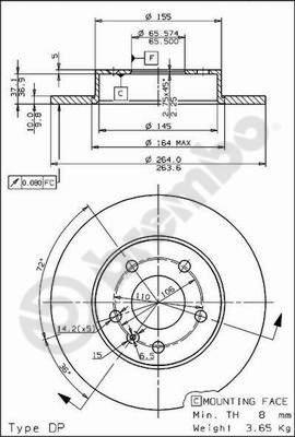 Brembo 08.7627.75 - Bremžu diski adetalas.lv