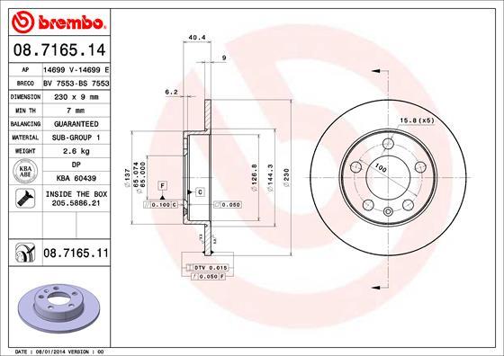 Brembo 08.7165.11 - Bremžu diski adetalas.lv