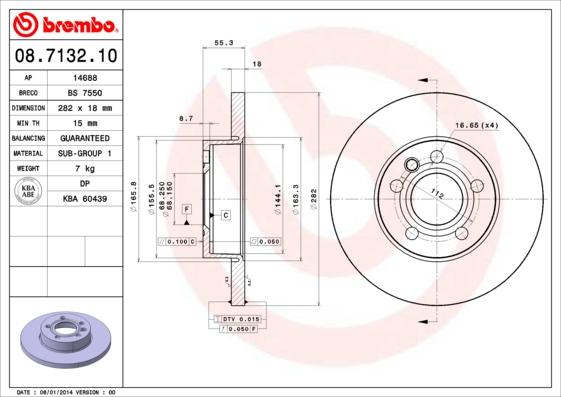 Brembo 08.7132.10 - Bremžu diski adetalas.lv