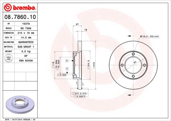 Brembo 08.7860.10 - Bremžu diski adetalas.lv