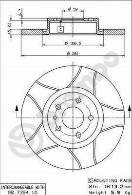 Brembo 08.7354.75 - Bremžu diski adetalas.lv