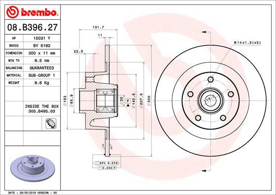 Brembo 08.B396.27 - Bremžu diski adetalas.lv