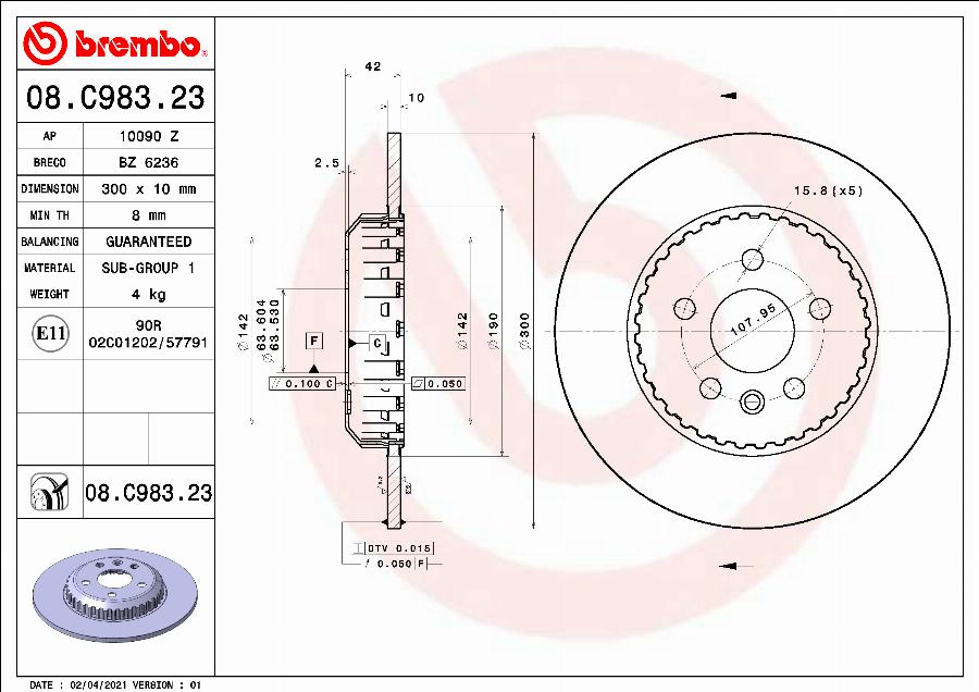 Brembo 08.C983.23 - Bremžu diski adetalas.lv