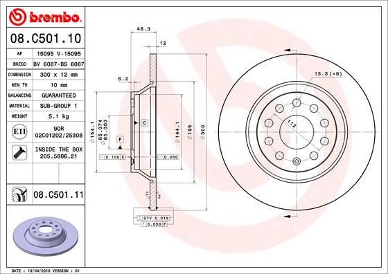 Brembo 08.C501.11 - Bremžu diski adetalas.lv