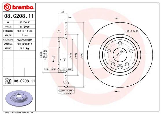 Brembo 08.C208.11 - Bremžu diski adetalas.lv