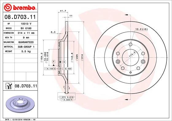 Brembo 08.D703.11 - Bremžu diski adetalas.lv