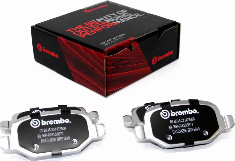 Brembo 07.B315.23 - Augstas veiktspējas bremžu uzliku komplekts adetalas.lv