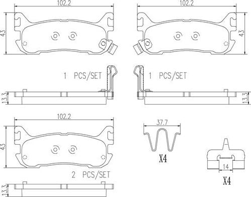 Brembo P49021N - Bremžu uzliku kompl., Disku bremzes adetalas.lv