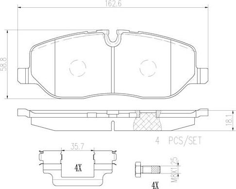 Brembo P44014N - Bremžu uzliku kompl., Disku bremzes adetalas.lv