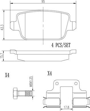 Brembo P44017N - Bremžu uzliku kompl., Disku bremzes adetalas.lv