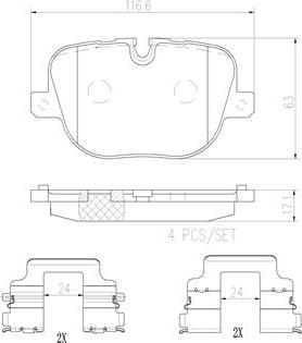 Brembo P44025N - Bremžu uzliku kompl., Disku bremzes adetalas.lv