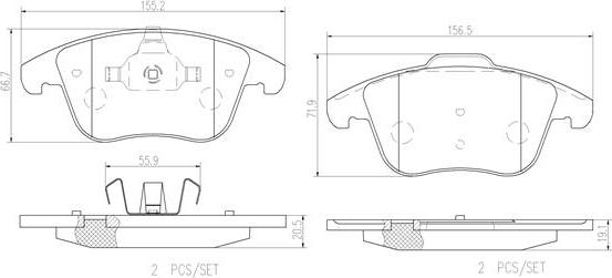 Brembo P44020N - Bremžu uzliku kompl., Disku bremzes adetalas.lv