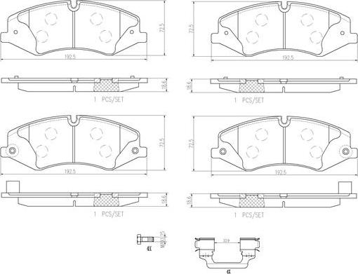 Brembo P44022N - Bremžu uzliku kompl., Disku bremzes adetalas.lv