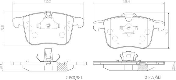 Brembo P59046N - Bremžu uzliku kompl., Disku bremzes adetalas.lv