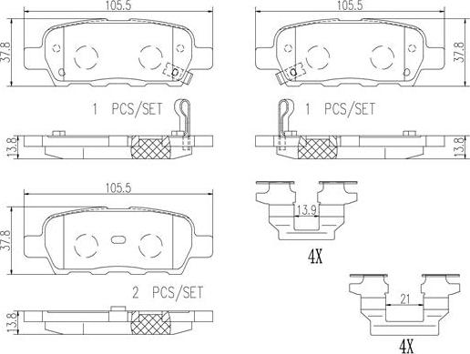 Brembo P56046N - Bremžu uzliku kompl., Disku bremzes adetalas.lv