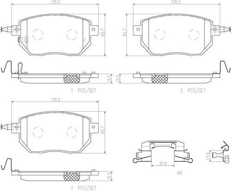 Brembo P56051N - Bremžu uzliku kompl., Disku bremzes adetalas.lv