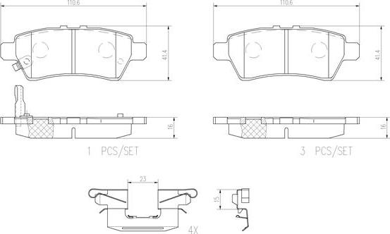 Brembo P56060N - Bremžu uzliku kompl., Disku bremzes adetalas.lv